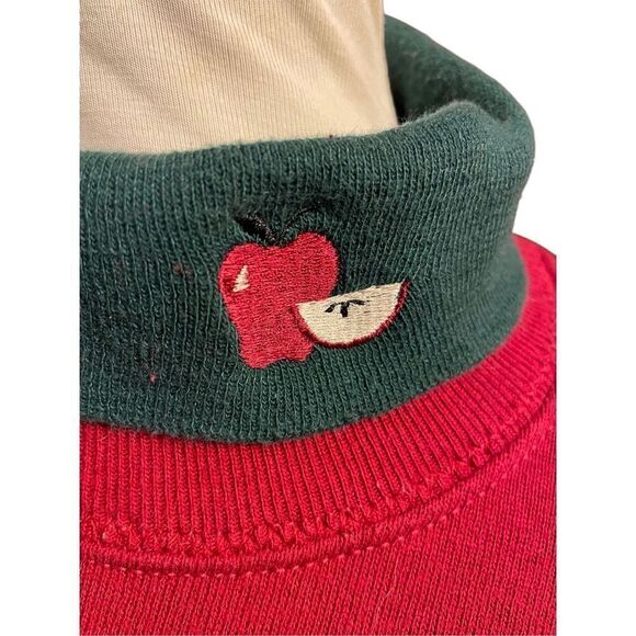 Gopher Sport Vintage 80’s/90’s Country Farm Style Red With Green Turtleneck Pull - Picture 11 of 12